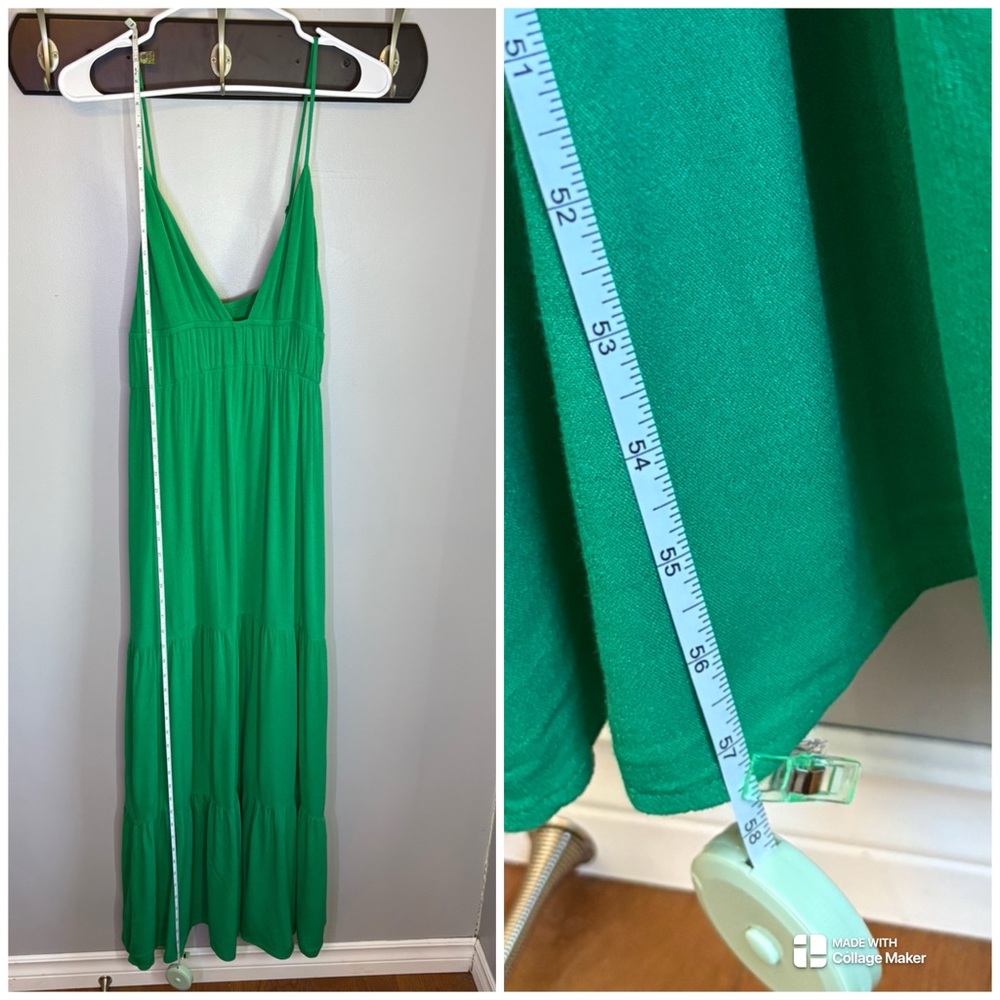 Shein Kelly Green Spaghetti Strap Tiered Maxi Dress Womens Size L - Picture 3 of 9